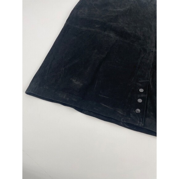 VTG Suede Leather Black Skirt Goth Grunge Western Boho Indie Sleaze Minimalist - Picture 12 of 12